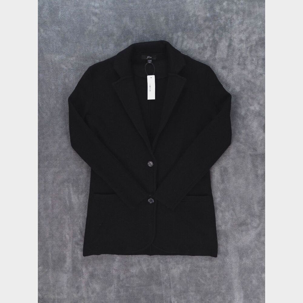 J.Crew Cecile Sweater Blazer Black Cotton Wool XXXS Relaxed Fit NWT